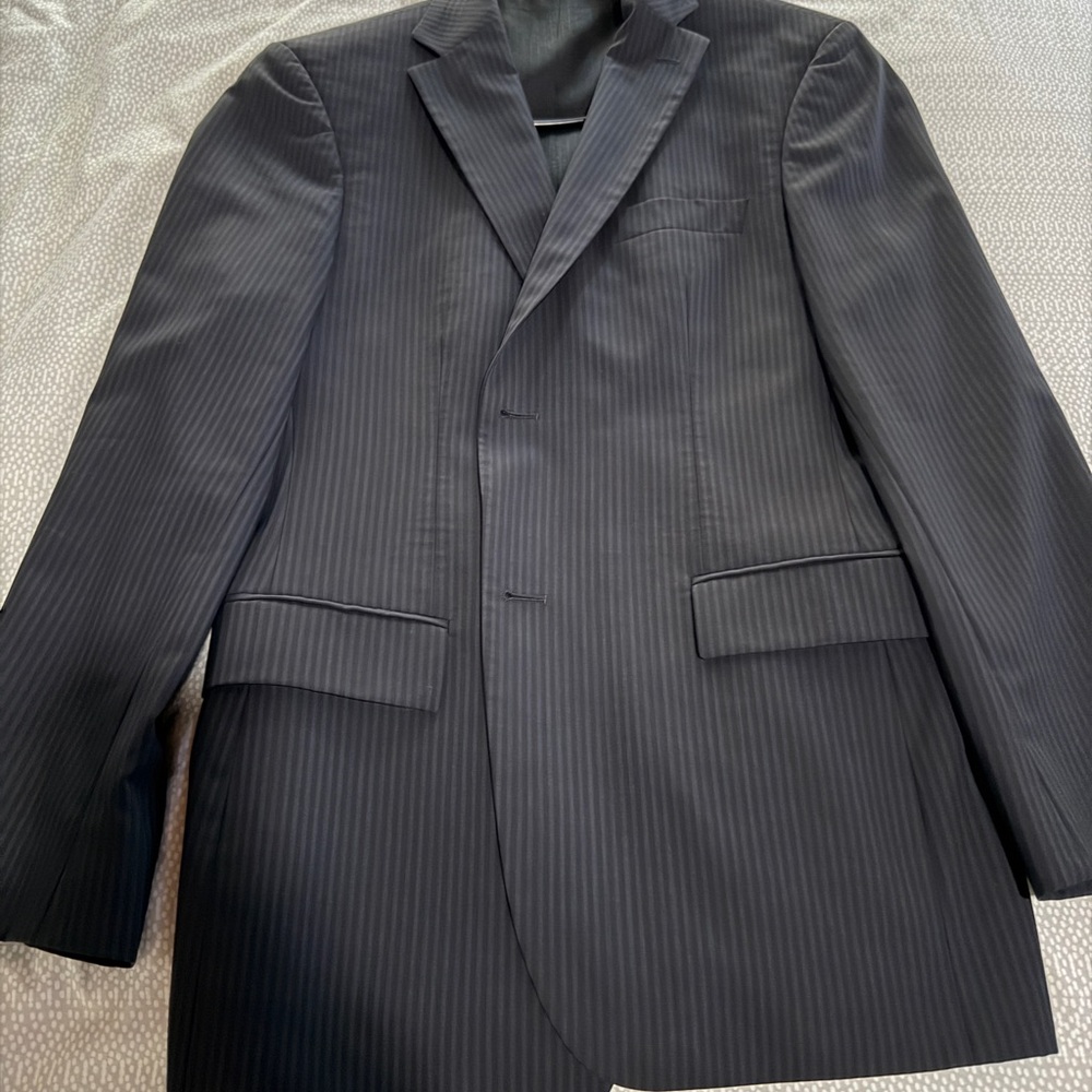 Men's Black Pinstripe Blazer